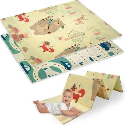 Двуслойна сгъваема пяна XPE постелка 120 × 180 см с мотив животни и пътища HUMBI