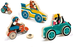 Дървени превозни средства с тик-так закопчалки от Djeco