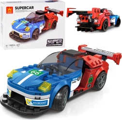 Technical building set sports car blue‑red 138 pieces