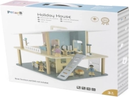 Дървена ваканционна къща за кукли с тераса