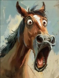 Диамантено рисуване „Учуден кон“ 30 × 40 см