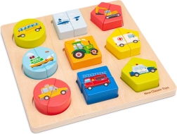 Дървен пъзел с вгнездяване – превозни средства
