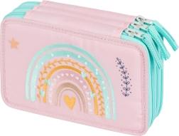 Ученически трислоен несесер BAAGL Дъга, розов