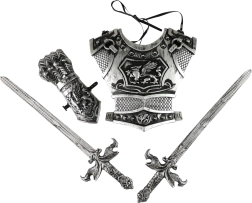 Рицарски комплект със сребърни мечове за деца