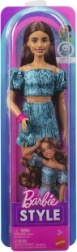Mattel Barbie Fashionistas collectible doll with dark hair in a two-piece turquoise outfit