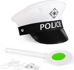 Комплект на пътен полицай с шапка, палка и свирка