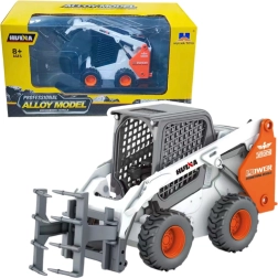 Метален колесен челен товарач с грайфер 1:50 бял