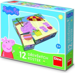 Dino дървени кубчета с картинки Peppa Pig – 12 кубчета