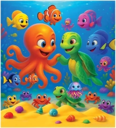 Дървени пъзели октопод и костенурка WOODEN CITY, 20 части