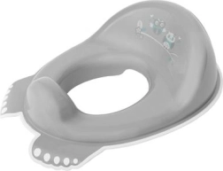 Children's non-slip toilet seat with owl motif – gray
