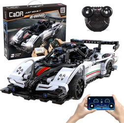 Конструктор CaDA RC състезателна кола Z-Wind, бяла, 457 части, Dual Mode
