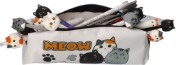 Single-compartment pencil case with cats meow