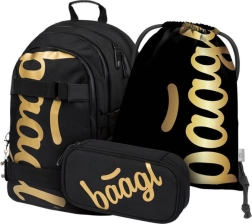 Ученически комплект Baagl skate gold – раница, несесер и торба