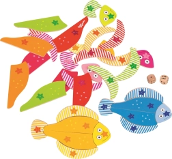 Дървени пъзели риби с зарчета от GOKI