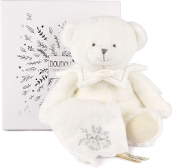 Подаръчен комплект Doudou: плюшено мече с одеялце, бежово