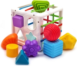 Woopie бебешко еластично сензорно кубче – сортер на форми, 11 елемента