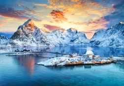 Пъзел Изгрев над Sakrisøy, Лофотен, Норвегия – 1000 части
