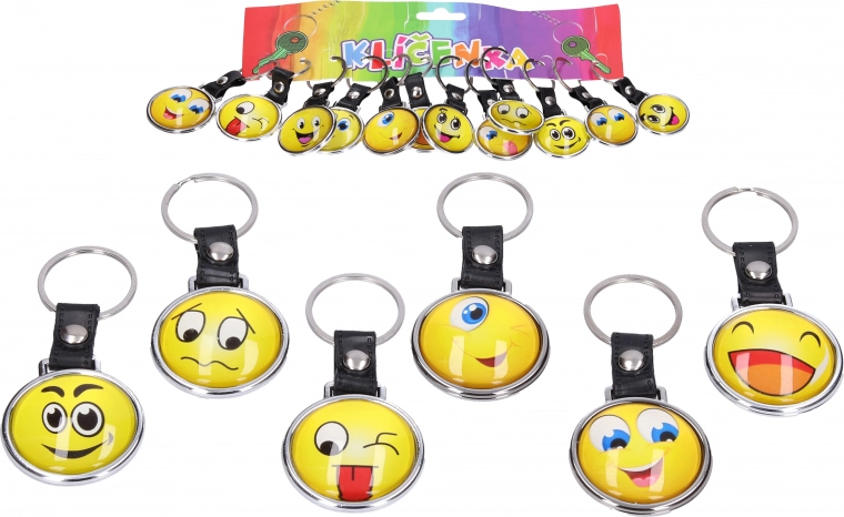 Smiley Keychain – Sparkling Double-Sided Pendant 4 cm