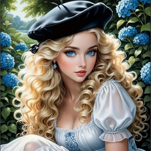 NORIMPEX Paint by Numbers Blue-Eyed Blonde in the Garden 40 × 50 cm