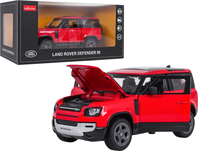 Метален модел Land Rover Defender 90 RASTAR в мащаб 1:24, червен