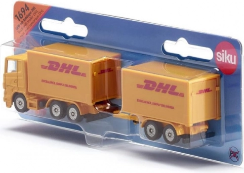 Метален модел на товарен камион с ремарке DHL SIKU