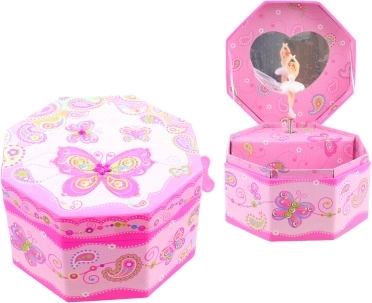 Musical jewelry box with butterflies and ballerina