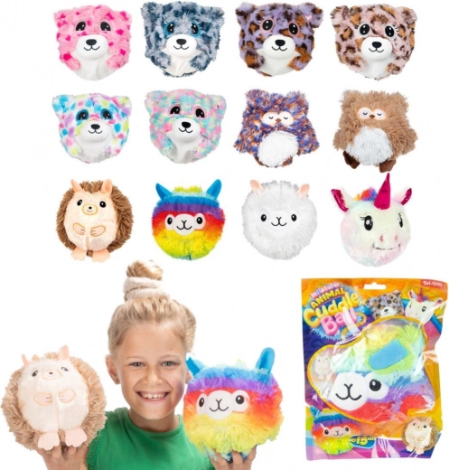Inflatable plush ball with animals 15 cm, assorted types