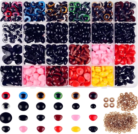 Safety Eyes and Noses Set for Toy Making, 1040 Pieces
