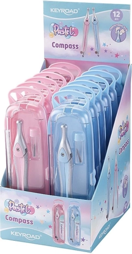 Keyroad Pastel Compass in Case, Blue or Pink