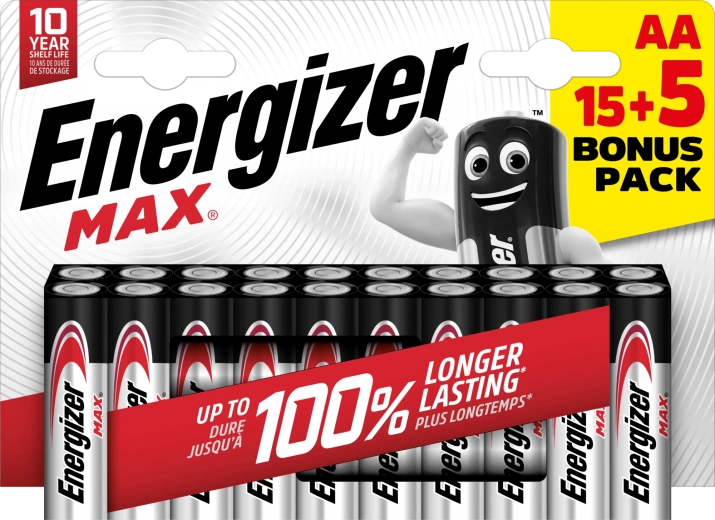 Алкални батерии Energizer Max AA 20 бр.