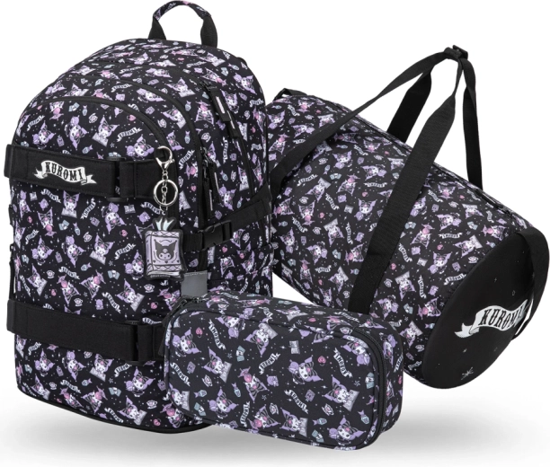 Комплект Baagl Skate Kuromi Black – раница, несесер и сгъваема спортна чанта