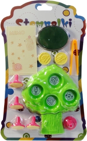 Colorful stamp set for kids with base and tweezers
