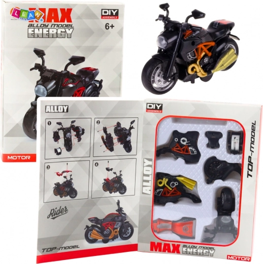 Metal motorcycle model to assemble 1:14 black–orange