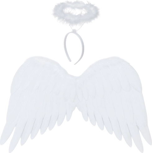 Ruhhy Angel Wings with Halo, White - 1 piece