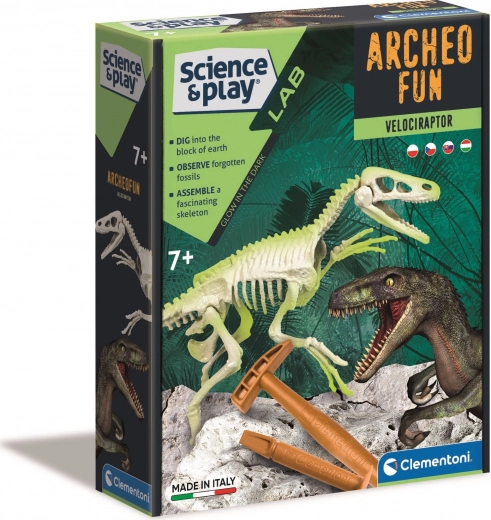 Clementoni Science & Play ArcheoFun: светещ скелет на велоцираптор