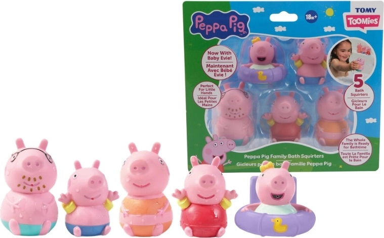 TOMY Peppa Pig пръскащи играчки за баня, 5 бр.