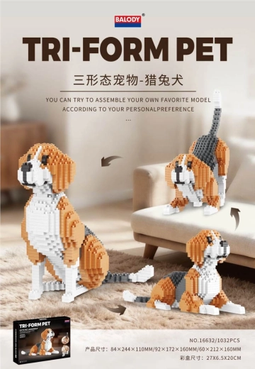 3-in-1 Dog Building Set, 1032 Pieces
