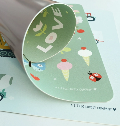 A little lovely company placemat joy – green non-slip vinyl kids placemat