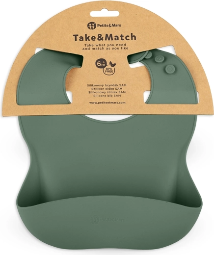 Petite&Mars silicone bib Take&Match misty green