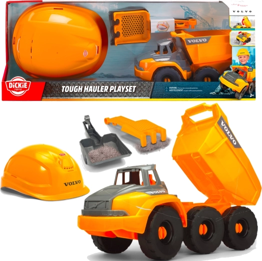Dickie Toys Volvo Construction Set with Dump Truck and Safety Helmet