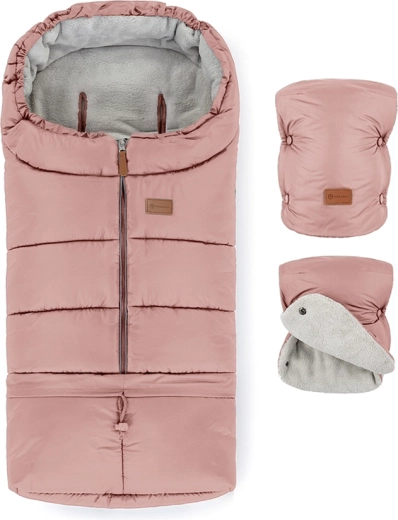 Petite&Mars winter set: Jibot 3-in-1 footmuff and Jasie stroller mittens, dusty pink