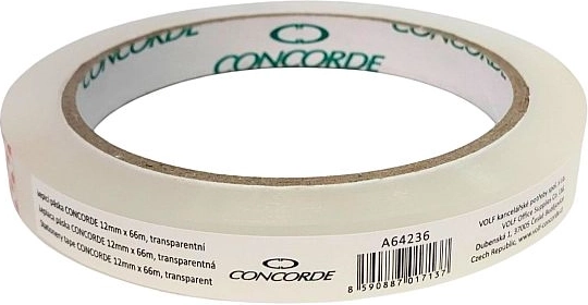 Лепяща лента CONCORDE 12 mm × 66 m, прозрачна