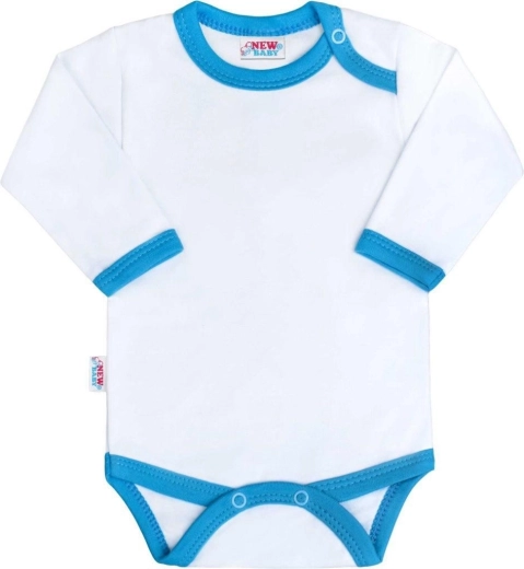 Long-Sleeve Baby Bodysuit with Blue-Turquoise Trim