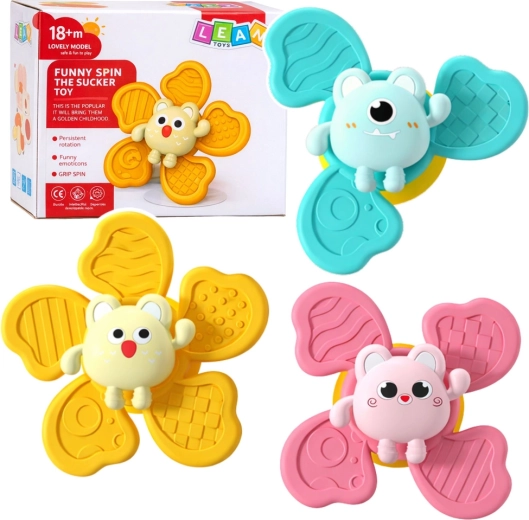 Set of Sensory Spinners with Suction Cup for Babies and Toddlers, 3 pcs