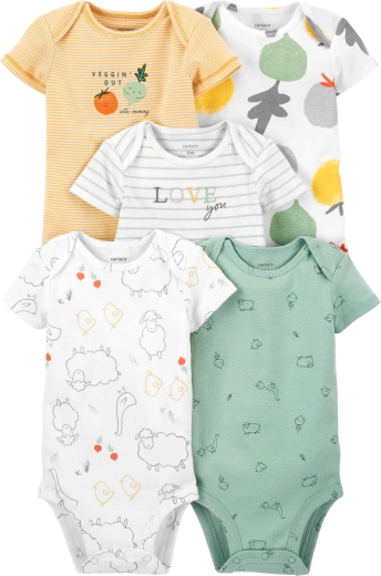 Carter's baby short-sleeve bodysuits Veggies neutral, 5 pcs, size 46