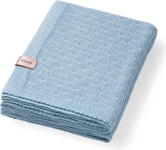 BabyOno плетено бамбуково одеяло за бебе, синьо, 75 × 100 см