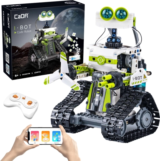 Конструктор CaDA I.BOT Code Robot RC с LED, програмиране и двойно управление, 434 части