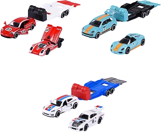 Majorette Porsche with Trailer 1:64 – Set of Die-Cast Models