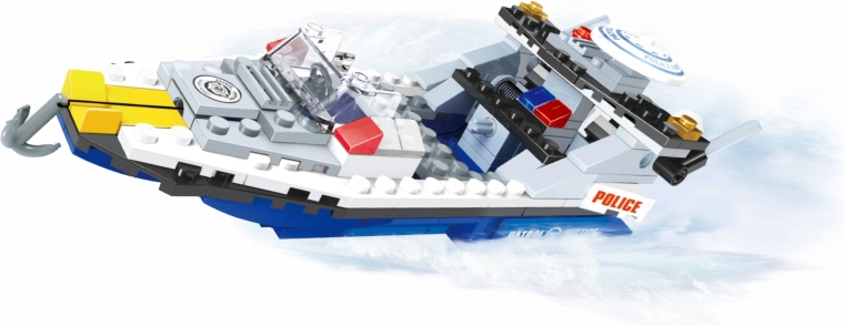 Compatible BLOXO Police Boat Building Set, 195 Pieces