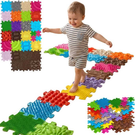 Woopie ортопедична сензорна постелка Royal Puzzle 26 големи елемента + 4 малки елемента – 30 бр.